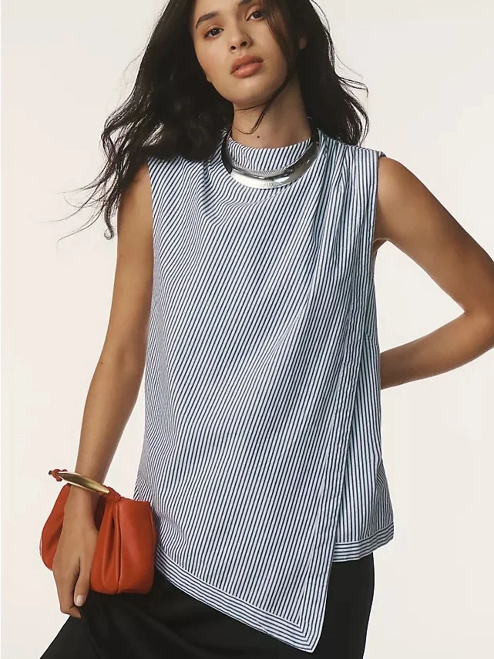 Anthropologie NWT Maeve Sleeveless Cowl-Neck Asymmetric Blouse Medium